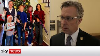 Andy Ogles questioned over Christmas photo of family holding guns in wake of school shooting [upl. by Yendic]