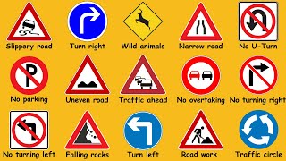 40 Important ROAD SIGNS That You Need To Know When Driving  Traffic Signs  English Vocabulary [upl. by Glenna747]