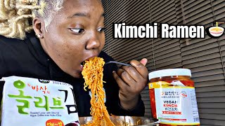 Kimchi Stew Ramen  Seaweed Mukbang [upl. by Atiuqam]