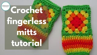 Crochet Granny Square Finger less Gloves [upl. by Nnazil]