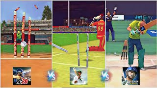 Bowled Out Comparison  Real cricket 20 Vs Haydos 380 Vs Sachin saga  Tech Gaming [upl. by Lap611]