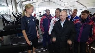 Putin visits Sochi Olympic village [upl. by Ahsinwad494]