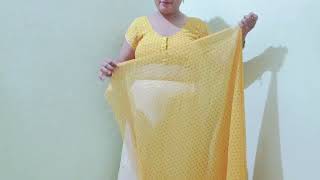 simple style chunari saree wearing for beginners  yellow colour chunri print saree draping easily [upl. by Marielle]