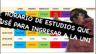 HORARIO DE ESTUDIOS QUE USÉ PARA INGRESAR A LA UNI [upl. by Barnum291]