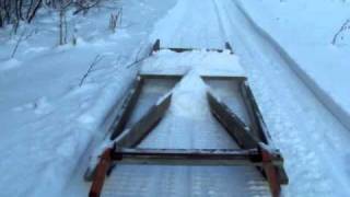 Grooming the skidoo trail with homemade drag [upl. by Ades]