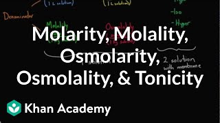 Molarity molality osmolarity osmolality and tonicity  whats the difference  Khan Academy [upl. by Sokil945]