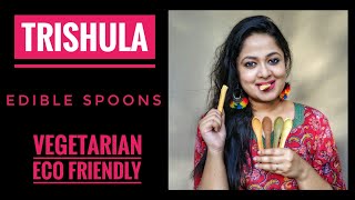 Edible Spoons  Trishula  Made in India Vegetarian  Eco friendly [upl. by Norval]