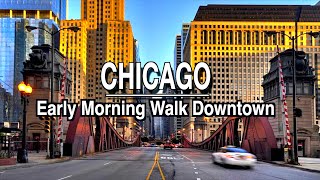 Chicago 6am Downtown Coffee City Walk  5k 60  City Sounds [upl. by Eninotna923]