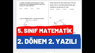 5 Sınıf Matematik 2 Dönem 2 Yazılı Soruları [upl. by Acina]