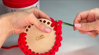 Crochet How To Cast On To A Wooden Basket Bottom for Absolutely Beginners Step by Step Tutorial [upl. by Pitarys]