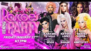 Amethyst Sugar Spice Roscoes RuPauls Drag Race Season 15 Viewing Party with Naysha Batty Kara [upl. by Sybila926]