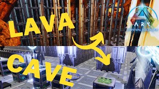 ARK ASCENDED  How to Build The Island Lava Cave underrated in the NEW Ark  PvP  2023 [upl. by Ancell888]