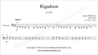 Purcell  Rigadoon Z 653  Cello [upl. by Ahsratal668]