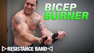 Resistance Band Bicep Workout At Home to Get Ripped [upl. by Nnalyrehs]