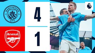 HIGHLIGHTS Man City 41 Arsenal  De Bruyne 2 Stones Haaland Goals  Premier League [upl. by Aylat]