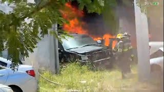 Se incendiaron 5 autos en terreno de la calle 4 y Vizcaya en Matamoros Tamaulipas 26Ago24 [upl. by Juline]