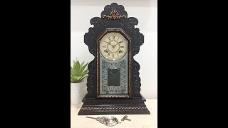 Antique ANSONIA New York Gingerbread Kitchen Mantel Chime Clock  Item 1418  Adelaide Clocks [upl. by Litsyrk]