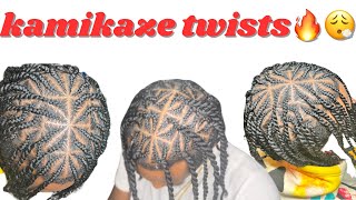 HOW TO kamikaze twists🔥🔥 howto hairstyle twostrandtwist [upl. by Zinah]