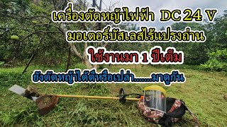 เครื่องตัดหญ้าไฟฟ้า DC 24V มอเตอร์บัสเลสไร้แปรงถ่าน ใช้งานมา 1 ปีเต็ม ตัดหญ้าได้ดีแค่ไหนมาดูกัน [upl. by Alvina]