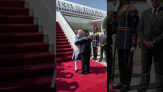 Prime Minister of Egypt receives PM Modi upon his arrival in Cairo [upl. by Eirrem]