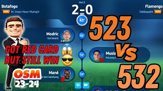 Got Red Card But Still Win 😎  Crew Battle 523 vs 532  Manager OSM  OSM 20232024 [upl. by Atinar]