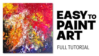 Paint abstract the EASY WAY  no brushes required [upl. by Johny]