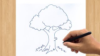 How to Draw a Tree Sketch Easy  The Best Tree Drawing Ever Drawn For Beginners [upl. by Reinold]