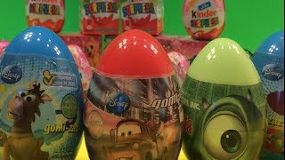 15 Kinder Surprise Eggs Unboxing Disney Pixar Cars Monsters Inc Toy Story Barbie and Natoons [upl. by Nahshu817]