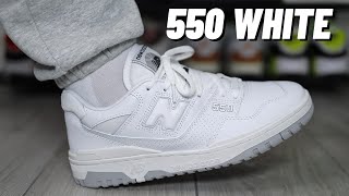 BEST WHITE SNEAKER New Balance 550 White On Feet Review [upl. by Wise]