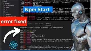 npm start error in vs code npm start not working  How to fix npm error React  npx start error [upl. by Felder662]