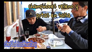 champińones relleno de jamon serrano y almogrotepotas en salsa [upl. by Yedsnil]