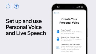 How to set up and use Personal Voice and Live Speech on iPhone and iPad  Apple Support [upl. by Ardnasyl367]