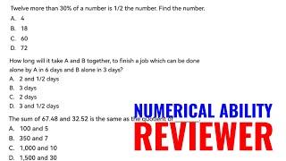 NUMERICAL ABILITY REVIEWER  Math Random Problems [upl. by Bakerman]