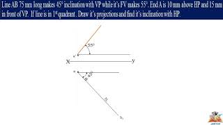 03 PROJECTION OF STRAIGHT LINE EXAMPLE [upl. by Anitnelav539]