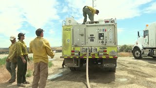 Early morning vegetation fire in Kuna burns over 1100 acres [upl. by Nnairda]