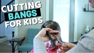 How to Cut Childrens Bangs or Cut Your Own Bangs  Tips on How to Cut Feather and Layer Your Bangs [upl. by Narmak]