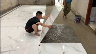 Excellent Techniques In Construction Of Living Room Floors Using Large Size Ceramic Tiles 120 x120cm [upl. by Ahsiemak343]