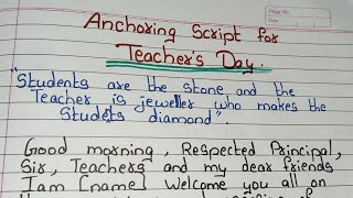 Anchoring Script for Teachers DayTeachers day anchoring scriptAnchoring script teacher day program [upl. by Temp377]