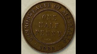 Australia  Commonwealth of One Half Penny 1933 [upl. by Azalea]