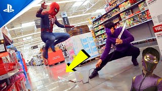 PS5 SPIDERMAN FIGHTS WRAITH IN WALMART [upl. by Cy]