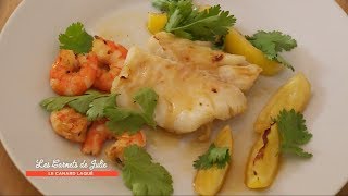 Recette  Cabillaud et crevettes au miel d’AndréClaude  Les Carnets de Julie  Le canard laqué [upl. by Nonohcle648]