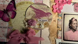 Embellished index card rolodex card and ATC Coin junk journal cluster pinkribbon [upl. by Raviv]