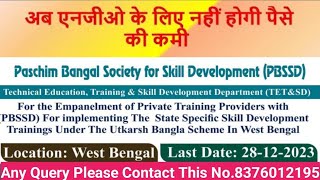 Empanelment of Training Providers with PBSSD Skill Development Trainings under UTKARSH BANGLA SCHEME [upl. by Anelyak]