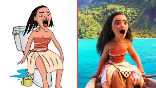 Moana Funny Drawing Meme  Try Not to Laugh 😂 [upl. by Alcott]