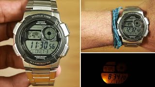 Casio Standard AE1000WD1AV Unboxing  light demo [upl. by Ossie100]