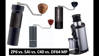 1ZPRESSO ZP6 vs SAI Millwright vs Comandante C40 MK4 vs DF64 MP Coffee Grinders [upl. by Opportina]