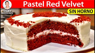 PASTEL RED VELVET SIN HORNO  Vicky Receta Facil [upl. by Kisung551]