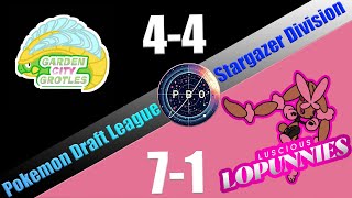 PBO STARGAZER SEMIFINALS  5 Garden City Grotles VS 1 Luscious Lopunnies  Pokemon Draft League [upl. by Aniale741]