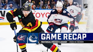 Blue Jackets  Canucks 127  NHL Highlights 2024 [upl. by Karena]