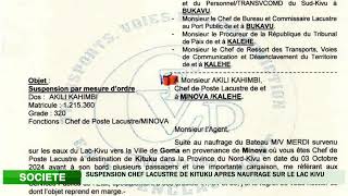 suspension Chef Lacustre de Kituku après naufrage sur le Lac Kivu [upl. by Ainoek]